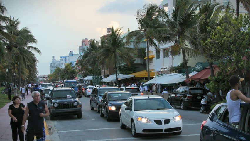MIAMI BEACH, FLORIDA - MAY 21: In this time-lapse view cars travel on Ocean
