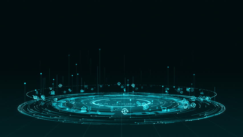 Motion graphic Blue digital particle ring circle rotation with ai technology icon on futuristic abstract background crypto currency finance and digital money concepts - Powered by Shutterstock - Get 15% off with code: PIKWIZARD15
