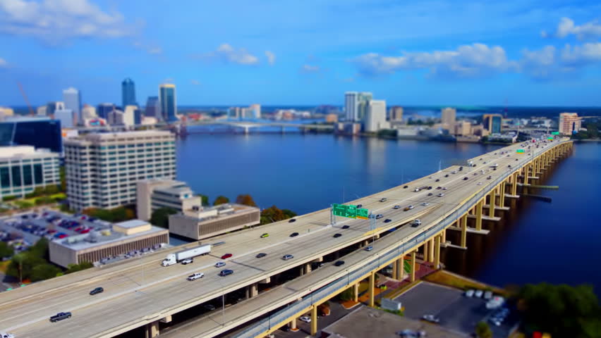 
Tilt shift downtown Jacksonville Florida drone shot
