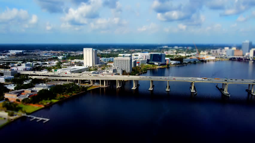 
Tilt shift downtown Jacksonville Florida drone shot
