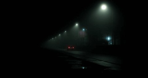 street lamp and mist at night 스톡 비디오