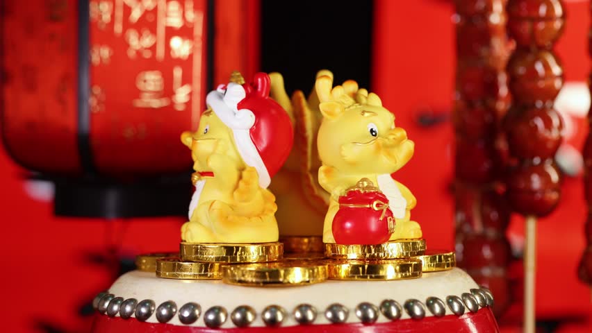 Dragon Spring Festival video footage(Translation:blessing,Money,Peace and joy.) Royalty-Free Stock Footage #1112123391