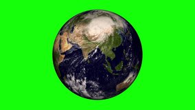 Planet Earth rotating on the green screen. Realistic planet Earth rotating fully on the green screen. Globe spinning 360 degrees. 4K video. Elements of this video furnished by NASA. 