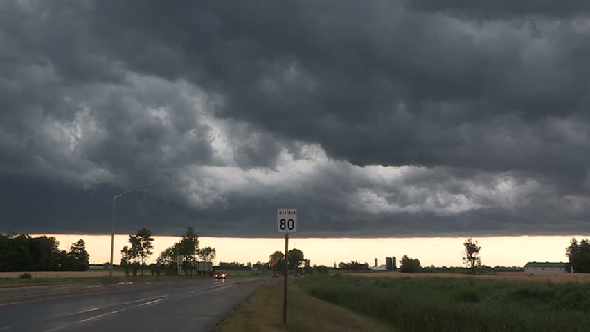Ontario, Canada, August 2015 Dark storm clouds ahead of tornado warned thunderstorm in Ontario

