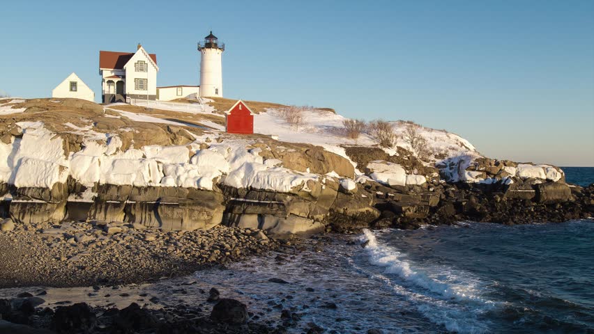 Time lapse of sunset at Nubble Light in Maine