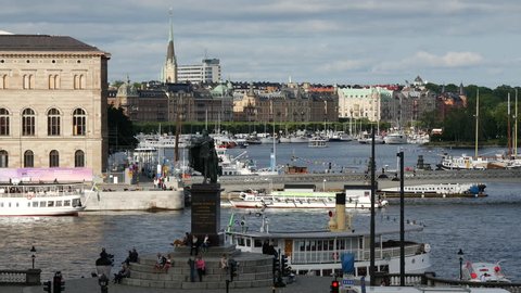 Cruises at Gamla Stan Old town Stockholm Sweden