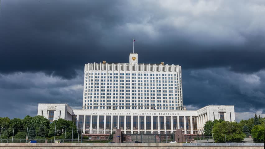 House Government of the Russian Federation in Moscow. Timelapse
