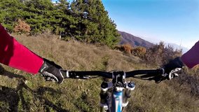 HD: Extreme downhill Mountain Cycling - Stock Video