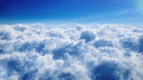 Flying over the blue clouds. Loopable animation. HD