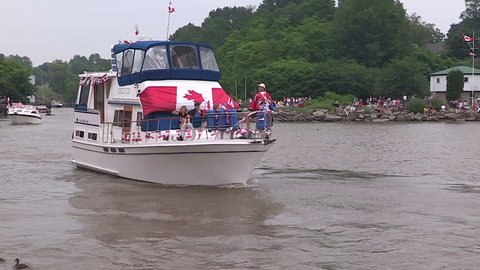 Port Dover, Ontario, Canada July  2014 Canada day boat parade in Port Dover
