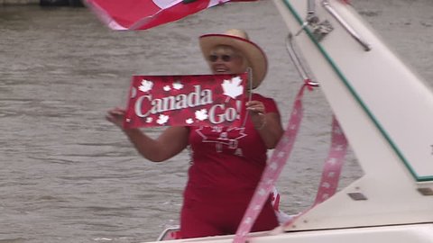 Port Dover, Ontario, Canada July  2014 Canada day boat parade in Port Dover
