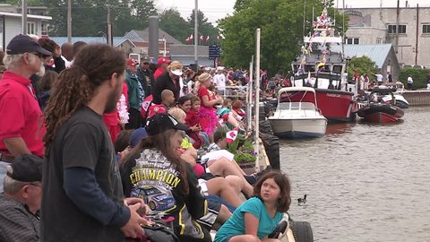 Port Dover, Ontario, Canada July 2015 Canada day boat parade in Port Dover
