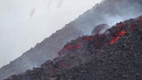 Lava flow on volcano