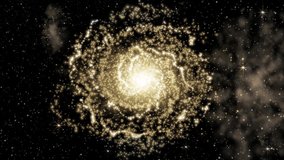 Galaxy rotating with cluster of stars as animated deep space background