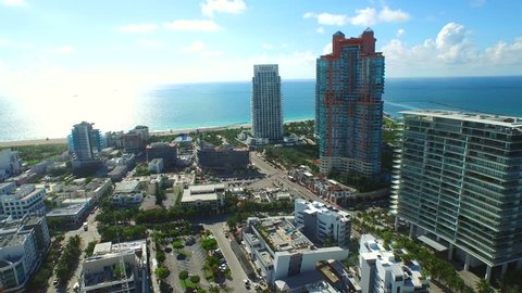 Aerial Miami Beach highrise condominiums