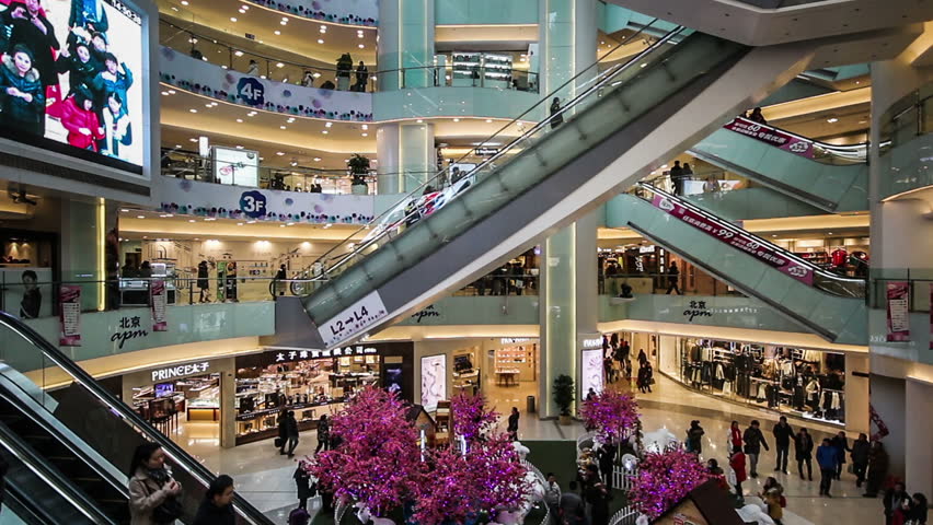 Beijingchina feb 12015 Customers Apm Shopping Mall Stock Footage