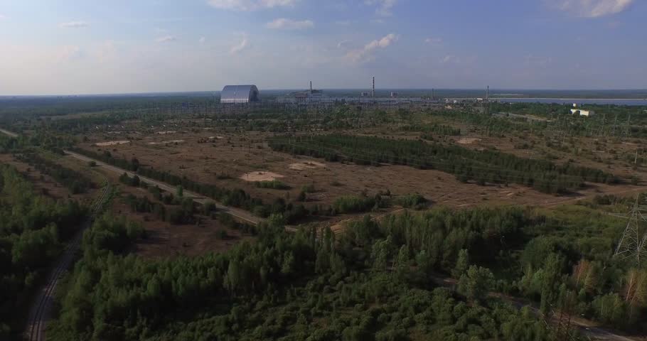Chernobyl's arch. Aerial, 4K Royalty-Free Stock Footage #11214872