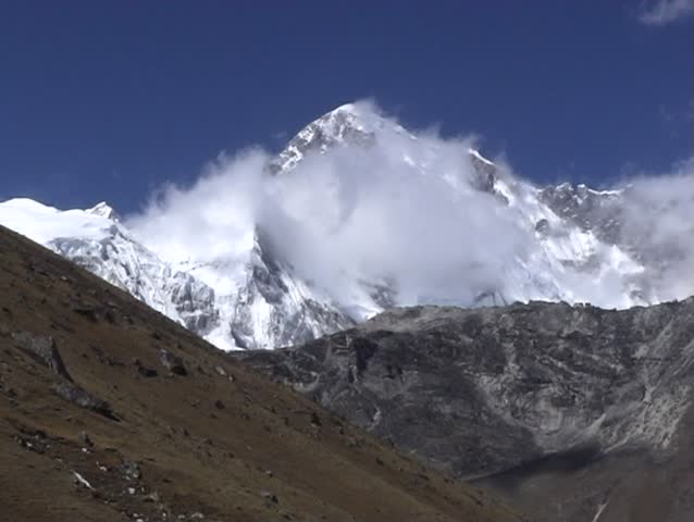 Two views of Cho Oyu mountain, sixth highest peak in the world, Nepal.