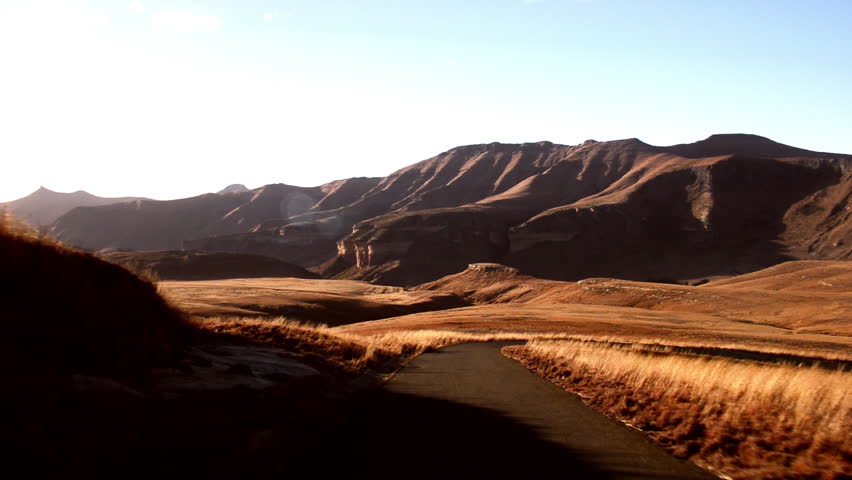 Road travel roadtrip tourism scenic driving in national park golden gate south africa