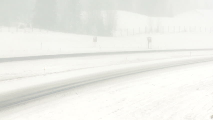 Highway traffic during blizzard