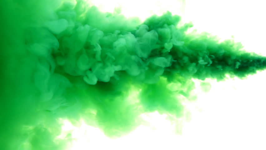 Green Ink in Water.creative Slow Stock Footage Video (100% Royalty-free