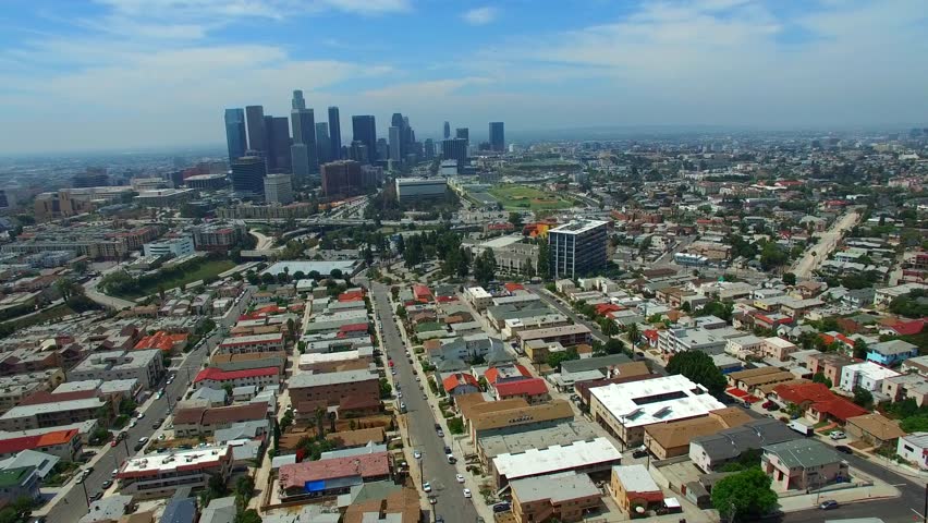 Aerial video Downtown Los Angeles California USA