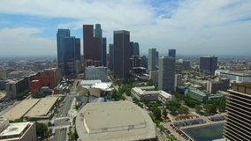 Aerial video of Downtown Los Angeles California USA
