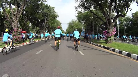 Bangkok, Thailand - August 16,2015 : Unidentified Cyclist in "Bike for mom event", event show respected to Queen of Thailand.