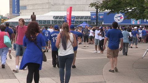 Toronto, Ontario, Canada August 2015 Toronto blue jays baseball fans at game during August 2015 winning streak
