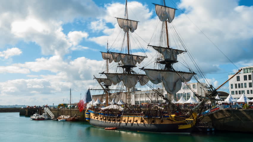 French Frigate Hermione in the Port of Brest, Brittany, France
