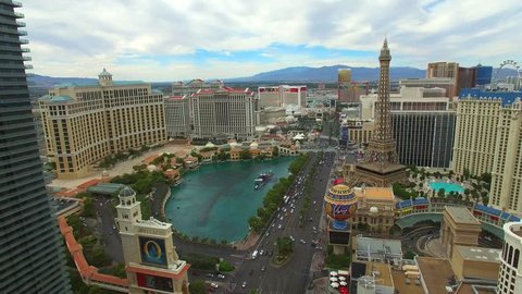 LAS VEGAS - AUGUST 6: Aerial video of the world famous Las Vegas Nevada shot with a drone August 6, 2015 in Las Vegas Nevada USA