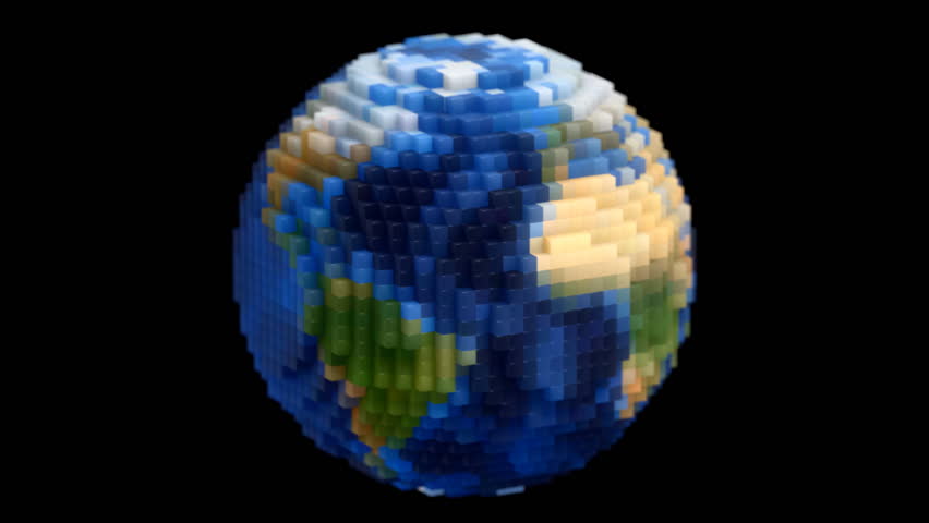 Medium Voxel Planet Earth Globe Arkivvideomateriale 100 Royaltyfritt 1125130 Shutterstock