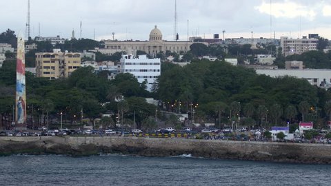 POV WS Seaside view of city, Dominican Republic