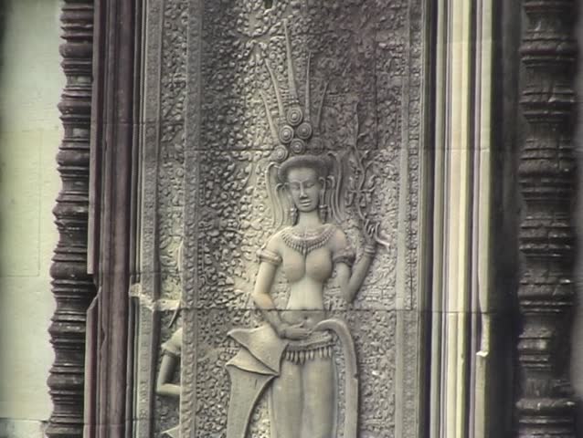intricate wall carvings, Angkor Wat, Cambodia.
