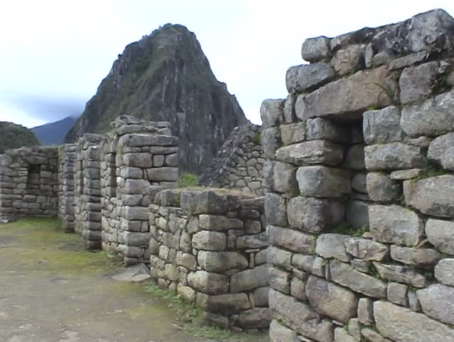 3 shots of some of the dwellings in the Ancient Inca city of Machu Picchu, Peru.