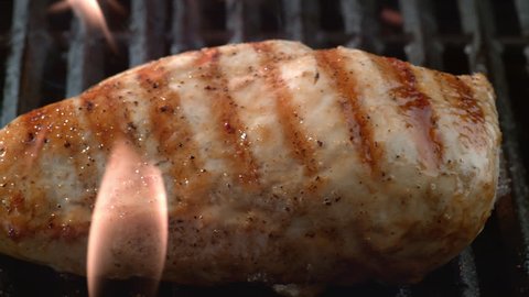 Grilled chicken breast on grill, shot on Phantom Flex 4K