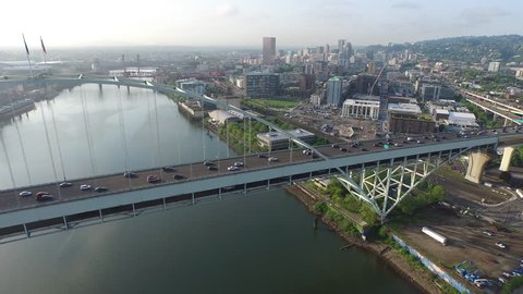 Fremont Bridge, Portland Oregon aerial shot