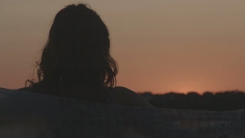 Female Silhouette Enjoying View of Stock Footage Video (100 ...
