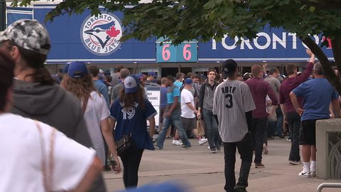 Toronto, Ontario, Canada August 2015 Toronto blue jays baseball fans at game during August 2015 winning streak
