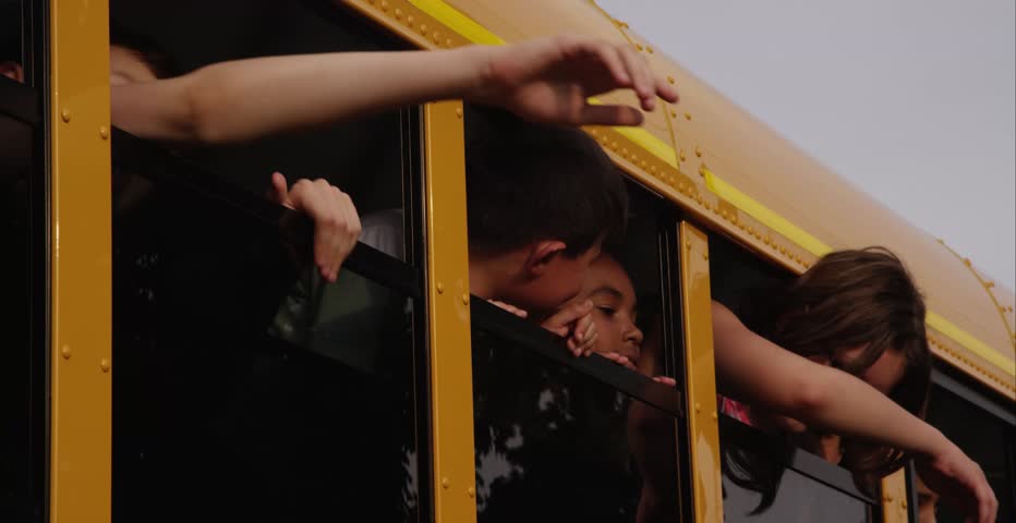 Kids getting rowdy on the school bus