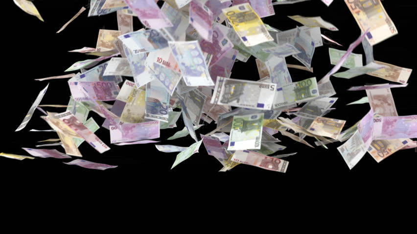 Transition with euro banknotes.