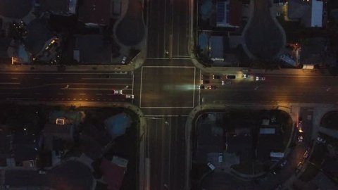 HD Aerial intersection spinning slow pan
