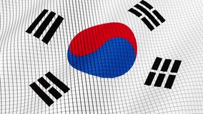Flag of South Korea is developing waves. Looped. Full HD 1080.