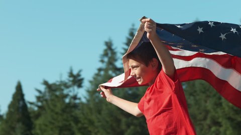 Boy running with American flag, shot on Phantom Flex 4K
