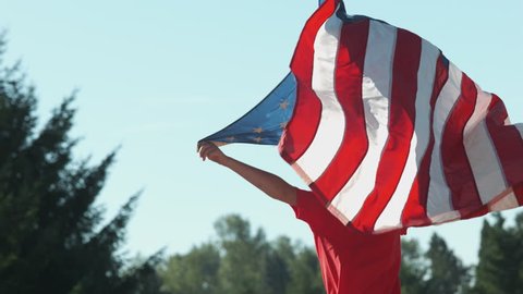 Boy running with American flag, shot on Phantom Flex 4K
