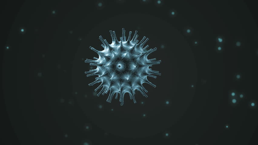 A CG animation of a virus close-up
