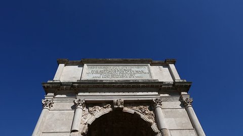 Rome Italy July 2015, Tilt Shot Arch of Titus Roman Forum at Rome Lazio Italy