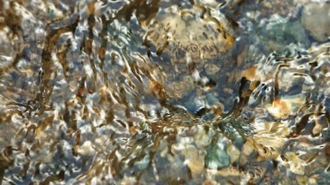 River Water Running Over Rocks. A great piece of stock footage filmed in 4k definition, perfect for film, tv, documentaries, reality TV, trailers, infomercials and more!