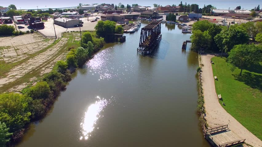 Two Rivers, Wisconsin River, Aerial View.
