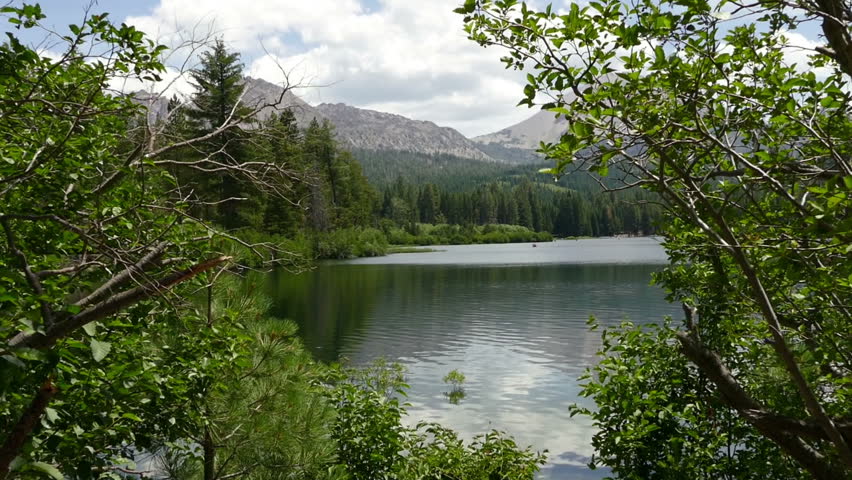 Manzanita Lake with Lassen Peak visible in the background at Lassen Volcanic National Park, in California, United States of America.